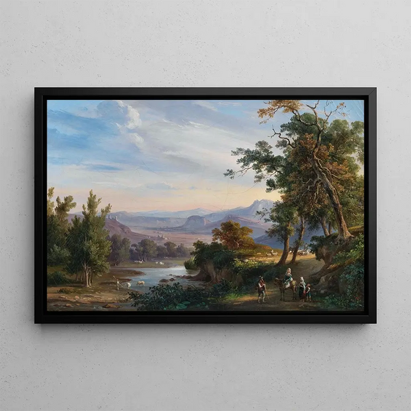View of Lake Fucino - Salvatore Fergola — framed artwork on a wall