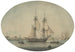A brick merchant preparing to set sail on the Thames Warships descending the estuary beyond - Samuel Atkins — artwork view