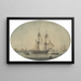 A brick merchant preparing to set sail on the Thames Warships descending the estuary beyond - Samuel Atkins — framed artwork on a wall