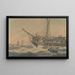 Warship and Ships off the Coast - Samuel Atkins — framed artwork on a wall