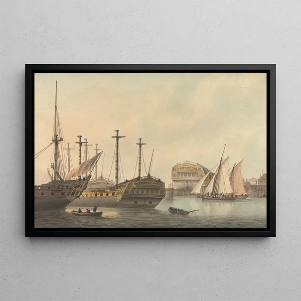 Warship Under Repair - Samuel Atkins — framed artwork on a wall