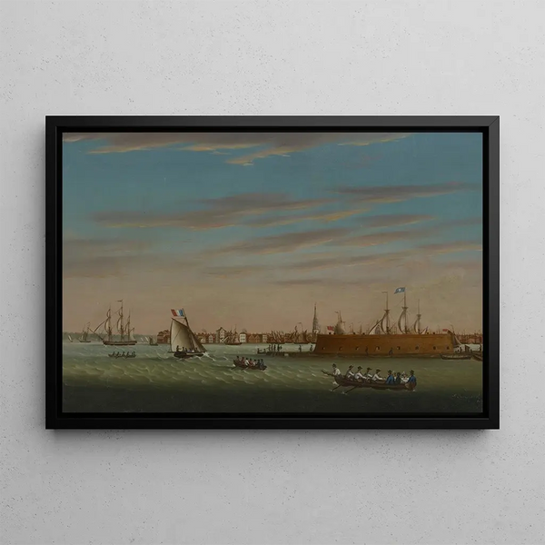 View of Charleston from the port - Samuel Barnard — framed artwork on a wall