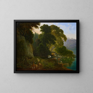 At the edge of Lake Nemi - Samuel Birmann — framed artwork on a wall
