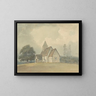Église avec clocher en bois - Samuel Davis — framed artwork on a wall