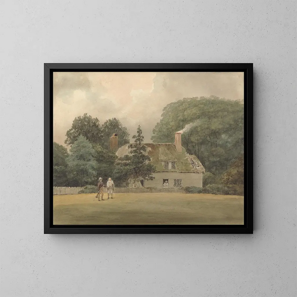 Cottage in Ayot St Lawrence Park, Hertfordshire - Samuel Davis — framed artwork on a wall