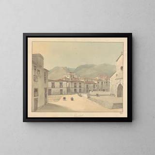 Funchal, Madeira, a square with a church - Samuel Davis — framed artwork on a wall