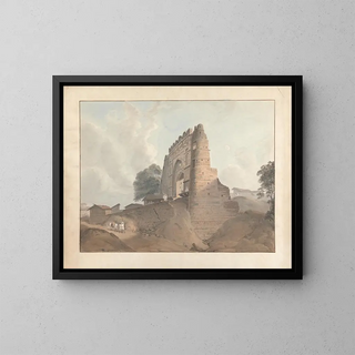 Gate of the Old Fort in Benares - Samuel Davis — framed artwork on a wall
