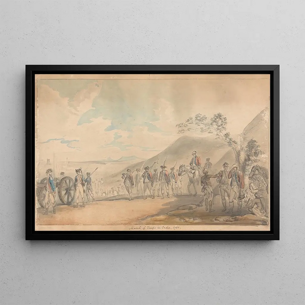 March of the Troops in India - Samuel Davis — framed artwork on a wall