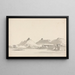 Military encampment painting with forts on the hills behind - Samuel Davis — framed artwork on a wall