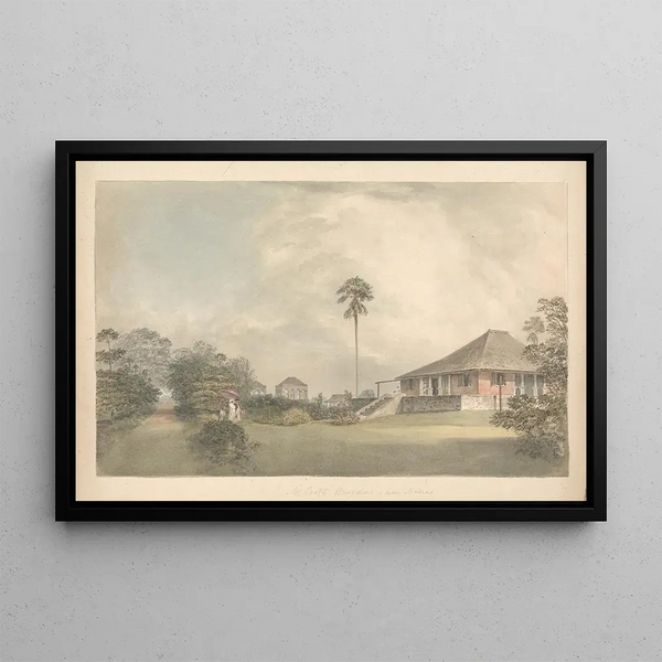 The Bungalow of Mr. Crofts near Madras - Samuel Davis — framed artwork on a wall