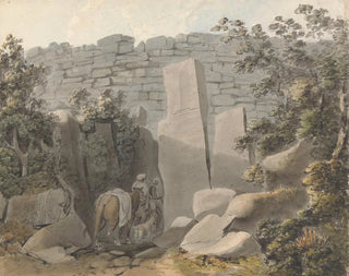 Autochthonous painting and rider near a ruin - Samuel Davis — artwork view