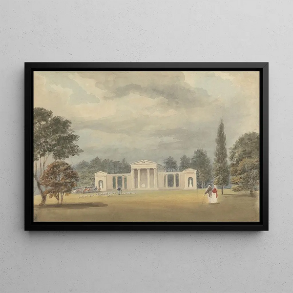 Church Parish Painting, front view and partial right, Ayot St Lawrence, Hertfordshire - Samuel Davis — framed artwork on a wall