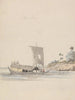 Vue sur la rivière avec une jonque près de Rajmahal - Samuel Davis — artwork view