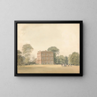 Side view of the Ayot house, Hertfordshire - Samuel Davis — framed artwork on a wall