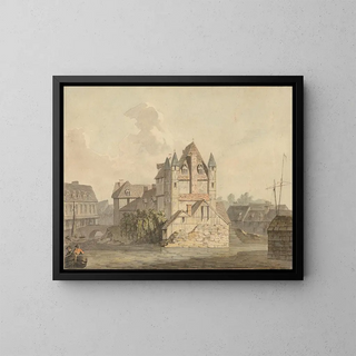 La Fin du pont ruiné à Rouen - Samuel Davis — framed artwork on a wall