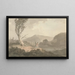 Two men with telescope looking across a river - Samuel Davis — framed artwork on a wall