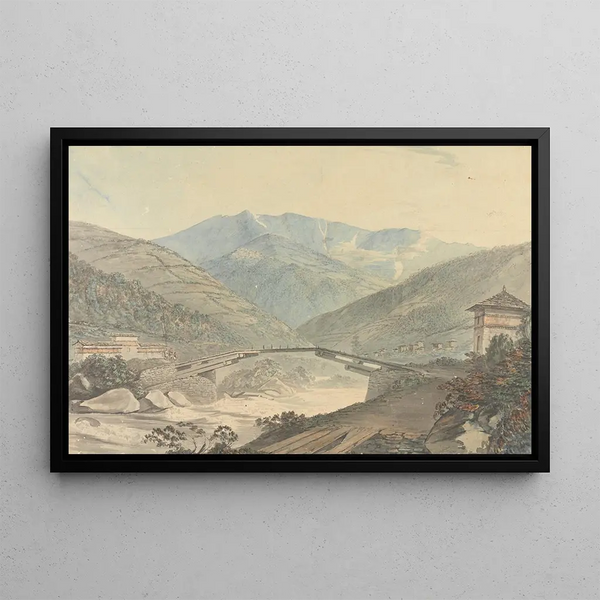 View near Tassisudon, Tashicho Dzong in Bhutan - Samuel Davis — framed artwork on a wall