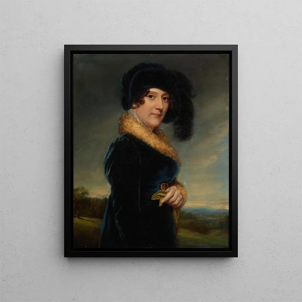 Portrait of Miss Smythson, Drury Lane actress - Samuel Drummond — framed artwork on a wall