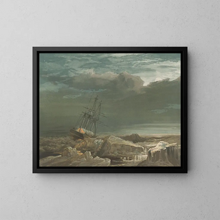 HMS Investigator dans les glaces - Samuel Gurney Cresswell — framed artwork on a wall