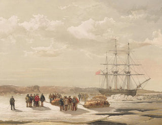 Departure painting of the Sledge Party from HMS Investigator in Mercy Bay under the command of Lieutenant Gurney Cresswell, April 15, 1853 - Samuel Gurney Cresswell — artwork view