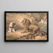 a standing lion on a wounded leopard - Samuel Howitt — framed artwork on a wall