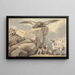 an eagle perched on a rock, a lion, a fox, two dogs, and a rooster - Samuel Howitt — framed artwork on a wall