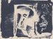 Fantasy profile painting to the right in a white rectangle bordered in black, with the black washed out at the bottom right - Samuel Jessurun de Mesquita — artwork view