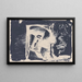 Fantasy profile painting to the right in a white rectangle bordered in black, with the black washed out at the bottom right - Samuel Jessurun de Mesquita — framed artwork on a wall
