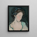 a portrait of a young woman believed to be Peggy MacRae - Samuel John Peploe — framed artwork on a wall