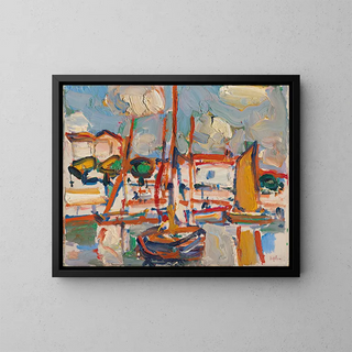Bateaux au port - Samuel John Peploe — framed artwork on a wall