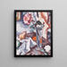 Rose in a glass vase with fruits - Samuel John Peploe — framed artwork on a wall