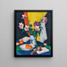 Roses rouges et roses, oranges et éventail - Samuel John Peploe — framed artwork on a wall