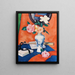Roses dans un vase sur fond orange - Samuel John Peploe — framed artwork on a wall