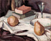 Still life with pears and a glass of wine - Samuel John Peploe — artwork view