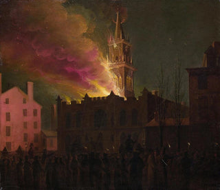 the Conflagration of the Masonic Lodge on Chestnut Street, Philadelphia, Pennsylvania - Samuel Jones — artwork view