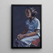 Young girl in a blue dress - Samuel Joseph Brown Jr — framed artwork on a wall