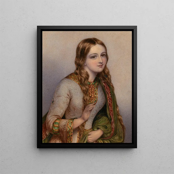 Portrait painting of Eliza O'Neill 1791-1872 actress in the role of Juliet - Samuel Lover — framed artwork on a wall