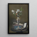 Still life with fan and pendant - Samuel Marsden Brookes — framed artwork on a wall