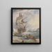 Sailboats and small boats in rough seas off the coast - Samuel Owen — framed artwork on a wall