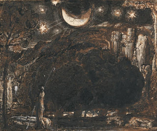 a Shepherd and His Flock Under the Moon and Stars - Samuel Palmer — artwork view