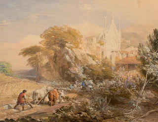 Harvest Field and Monastery of La Vocatella near Corpo di Cava - Samuel Palmer — artwork view