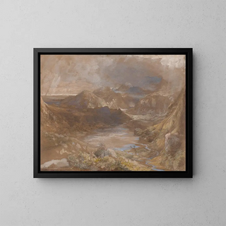 Llwyngwynedd Painting and part of Llynyddina between Capel Curig and Beddgelert, North Wales - Samuel Palmer — framed artwork on a wall
