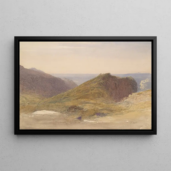 on the north coast of Devon, Lundy Island in the distance - Samuel Palmer — framed artwork on a wall