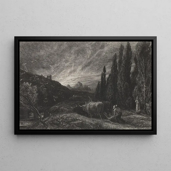 The Morning Ploughman - Samuel Palmer — framed artwork on a wall