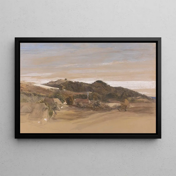 Collines d'Underriver near Sevenoaks, Kent, from the gardens of J. Herries Esq - Samuel Palmer — framed artwork on a wall