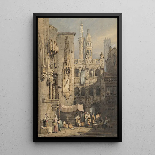 A Street in Bruges - Samuel Prout — framed artwork on a wall