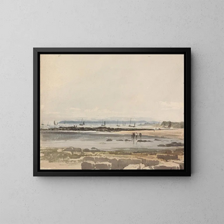 Beach Scene Painting - Samuel Prout — framed artwork on a wall