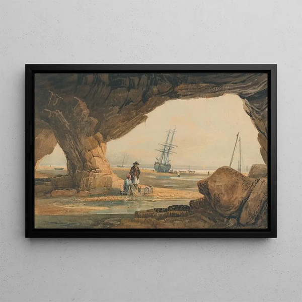 Coastal Scene near Plymouth - Samuel Prout — framed artwork on a wall