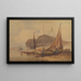 Coastal scene painting with stranded boats in the foreground - Samuel Prout — framed artwork on a wall