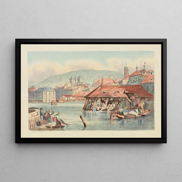 Geneva from the Rhône - Samuel Prout — framed artwork on a wall